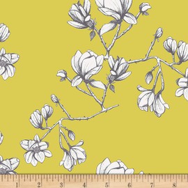 Art Gallery Fabrics Art Gallery Wild Bloom Magnolia Study Zest Fabric, Yellow Green