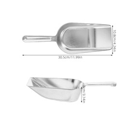 Hemoton 1 Piece Large Aluminum Alloy Ice Scoop, Metal Utility Food Candy Flour Ice Scoop for Kitchen Bar Party, Heavy Duty Ice Cube Scooper,Silver 12 * 4.2- in