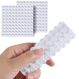 Juminiz 200 Pieces Cabinet Door Bumpers, 0.4inch Round Silicone Clear Self Adhesive Bumper Stopper for Cabinets Doors and Drawers, Rubber Dots, Pads for Furniture