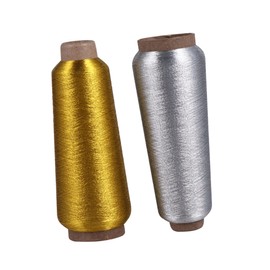 TEHAUX 4 Rolls Metallic Embroidery Threads for DIY Cross Stitch Durable Sewing Supplies for Crafts Gold and Silver Spools for Computer Embroidery Projects