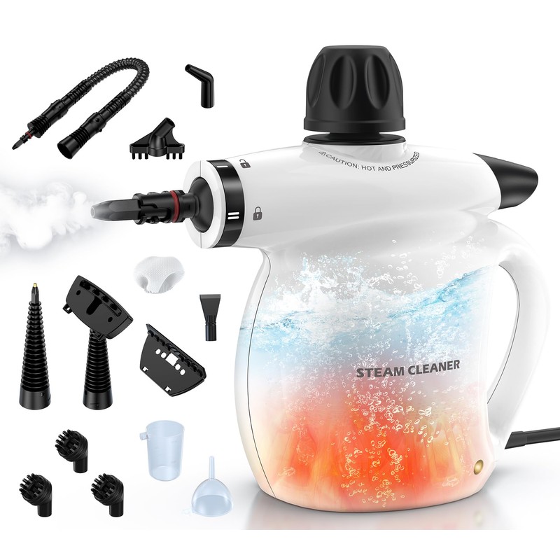 LABIGO Steam Cleaner, Pressurized Handheld 13pcs Multi-Purpose Natural Deep Cleaning
