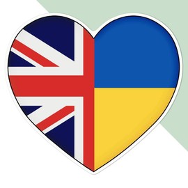 Large 210mm 'United Kingdom Ukraine Flag Heart' Permanent Sticker Decal for Cars/Windows/Bins/Walls etc (DW00084406)