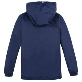 Jingle Bongala Boys Girls Lightweight Breathable Raincoat Waterproof Hooded Rain Jacket Windbreaker Easy to Fold-Navy-150
