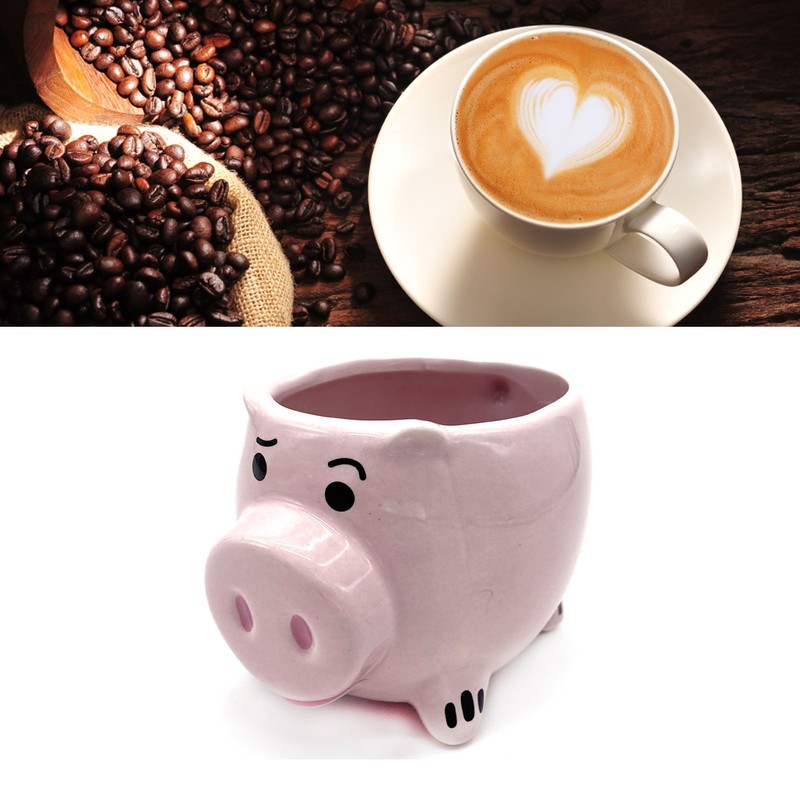 Cute Pig Ceramic Cup Pink Comfortable Grasp Smooth Mouth Lovely