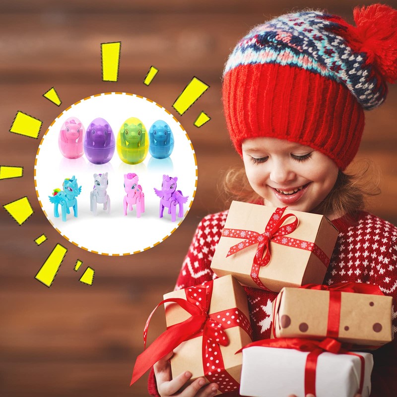 KATELUO Easter Eggs Toys, Plastic Eggs Easter, 4 Pieces Filled