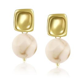 BOBOXZSZD Ladies Dangle Drop Earrings, Exquisite square metal, Natural Resin Flowing Texture, Ultra Light and Simple Temperament, Cute Ears Studs, weighing 4g