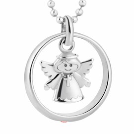 fish Children's Necklace Girls Christening Necklace Sterling Silver 925 Christening Ring Pink Jewellery Case Birth Gift, Glass, No Gemstone