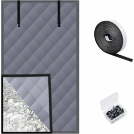 Aprllolg Winter Insulated Window Cover,3 Layer 63 x 39 Inch Oxford Thermal Insulated Window Blanket with Fastener, Window Insulation Kit for Winterizing Keeping Home Warm (Grey, 63 x 39 Inch)