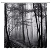 Misty Grey Forest Shower Curtain Black and White Tree Heavy