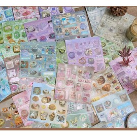 Alideco 30pcs Scrapbook Stickers Vintage Cakes Cuisine Desserts Sticker Book for Adults Sticker journaling Stickers for Scrapbooking (yueweijishi)
