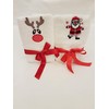 Lex's Linens Set of 2 Embroidered Rudolph & Santa Guest