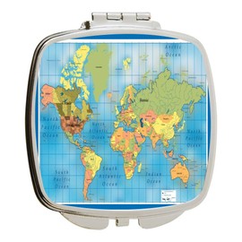 Island Gifting - World Map Poster - Square Compact Mirror - Travel Mirror