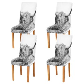 xigua Chair Covers for Dining Room, Highland Cow Chair Slipcovers Removable Washable Chair Covers Protector Perfect for Home/ Restaurant/Hotel Ceremony, 2PCS