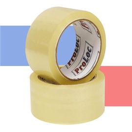ProLoc Low Noise Packaging Tape - Pick Colour & Qty: 2 Rolls of Clear Tape (48mm x 66m) - Strong Packing Tape with Secure Seal & Silent Unwind - Sticky Parcel Tape for Packing Boxes & Moving House