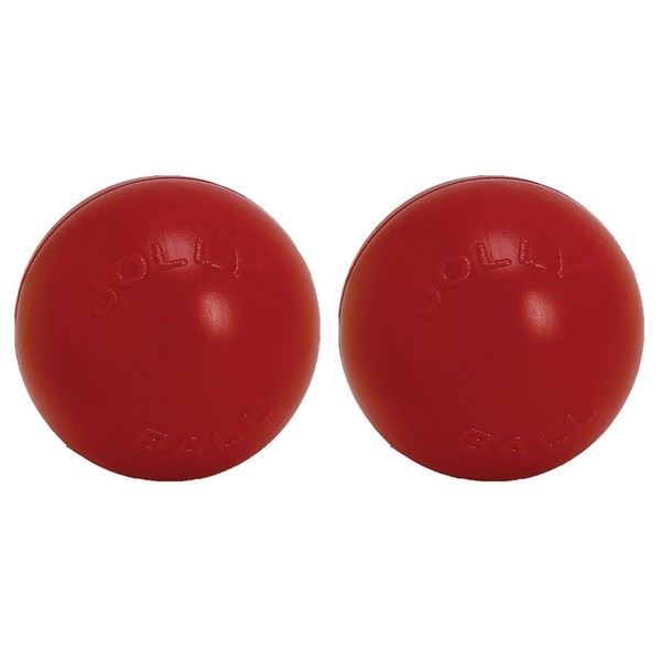 Jolly Pets 2 Pack of Push-N-Play Ball Dog Toys, Red,