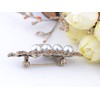 Alilang Golden Tone Bronze Topaz Rhinestone Four Faux Pearl Peas
