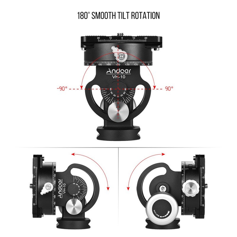 Andoer Panorama Tilt Head with Quick Release Plate Replace for