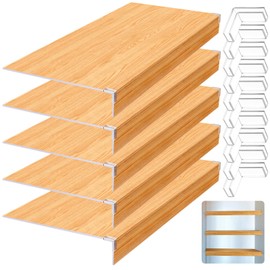 Hoolerry Hoolerry 5 Pcs 33 x 16 Inch Foamed PVC Wire Rack Covers for Removable Closet Decoration(Not Wood) Don't Bear Too Much Weight Pantry Shelves Covers for Bathroom Kitchen Shelving(Wood Color)