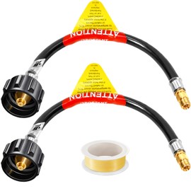 GasSaf 12 inch RV Propane Hose, 1/4" Inverted Camper Propane Hose Connect to 2-Stage Auto Changeover Regulator for RVs, Campers & Trailers (2 pcs)