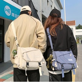 Cute Crossbody Bag, 15.6 Inch laptop messenger bag for women, Aesthetic Shoulder Bag with Cute Pins and Ornament Blue