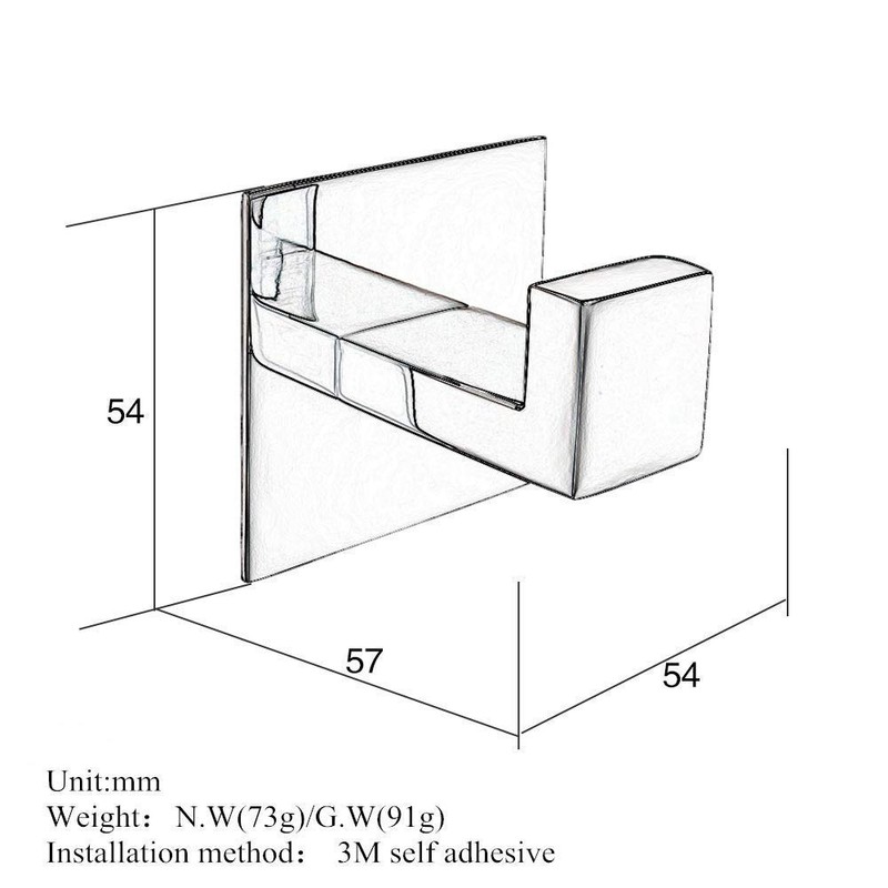 Melairy Self Adhesive 304 Stainless Steel Bathroom Square Towel Hook