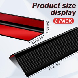 Sivak 8 Pcs 3ft Stair Nosing Non Slip Stair Edge Protector Self Adhesive Wall Corner Protector Waterproof Stair Edging Anti Slip Stair Corner Trim PVC Strips Staircase Step Treads (Black)