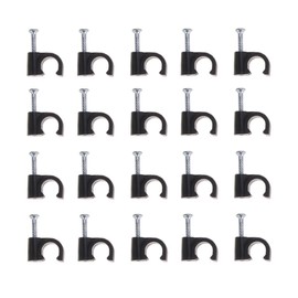 Hemobllo Cable Clips - 100 Pcs 5mm Cable Wire Clips with Steel Nails Cord Clips Cable Staples Cable Wall Clips Plastic Wire Clips for Ethernet Cables (Black)