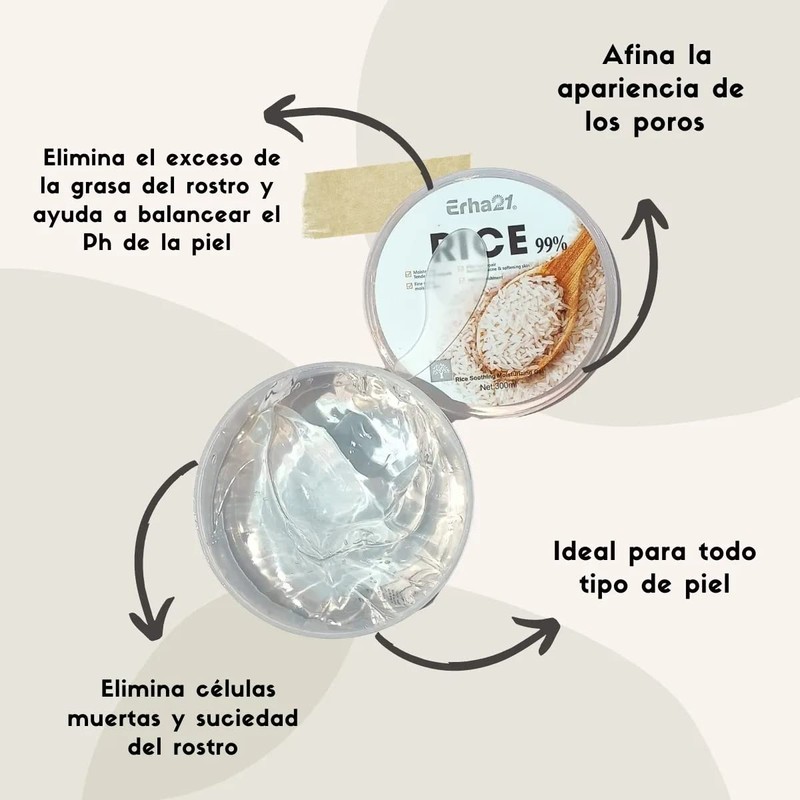 Exfoliante Para Cara/Cuerpo Suaviza Hidrata La Piel Arroz Gel Exfoliante