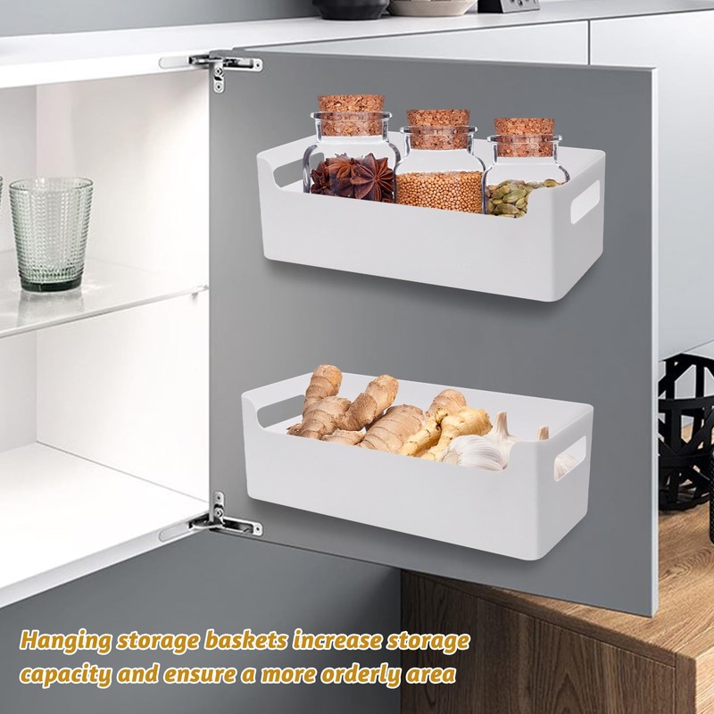 Griwuut Set of 4 Storage Boxes, Plastic Storage Baskets, Organiser