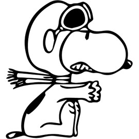 Gift Island Sticker Snoopy Pilot - Snoopy Pilot - Sticker for Cars and Motorcycles - Sticker for Bedroom - Suitable for All mac Models - Funny Pattern - Dimensions 9 x 10 cm (Black)