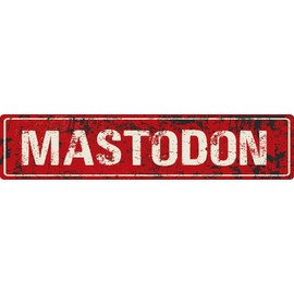 Mastodon Red Grunge Style Rustic Vintage Look 8" Wide Decal Bumper Sticker for use on Any Smooth Surface