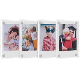CPRNQY Pack of 4 Magnetic Picture Frame, Magnetic Mini Picture Frame, Clear Double-Sided Magnetic Photo Block Frame, Desktop Frameless Picture Display