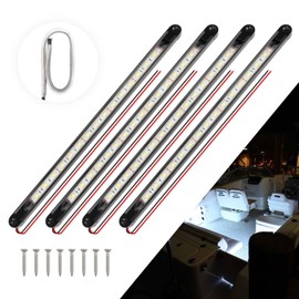 ULITECO White Boat Interior Lights,Waterproof Led Boat Lights, Marine Led Strip Lights, Super Bright Boat Lights for Night Fishing, Boat Courtesy Lights for Pontoon Kayak Yacht Sailboat (White 4Pack)
