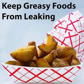 50PCS Paper Food Trays, Disposable Greaseproof, for Hot Dogs, Ice Cream, Popcorn, and Nachos (Red White S)