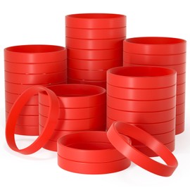 Bouiexye 60 Pieces Rubber Bracelets Red Sports Band Unisex for Sports Teams Party Games Fashion Decorations