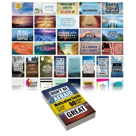 Better Office Products Motivation Inspiration Affirmation Cards, 60 Pack, 60 Unique Assorted Designs, Encouragement Card Deck, 2" x 3.5" (Business Card Size)