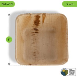 Bol de hoja de palmera natural biodegradable, paquete de 20, libre de remojo, 100% compostable como bambú mejor que el papel (profundidad de 12,7 cm)