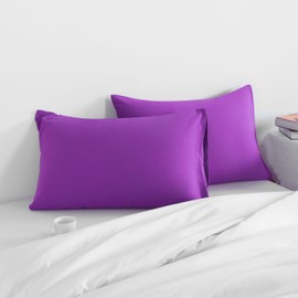 NTBAY Standard Pillow Cases Set of 2, 2 Pack Brushed Microfiber 20x26 Pillow Cases, Soft, Wrinkle, Fade, Stain Resistant Purple Pillow Cases with Envelope Closure, 20x26 Inches, Purple