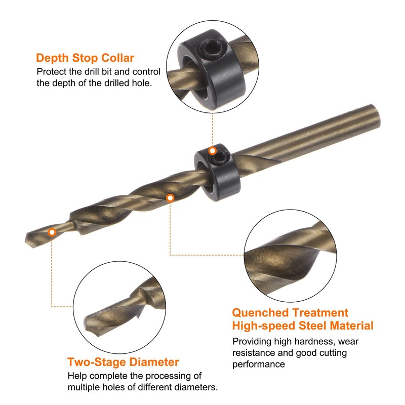 HARFINGTON Pocket Hole Drill Bit 5/16" Dia 13/64" Tip Round