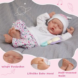 EKOKIZ Newborn Baby Dolls 20-Inch Sleeping Realistic Baby Dolls Full Body Soft Vinyl Baby Doll Girls Adorable Real Life Baby Dolls with Clothes and Toy Accessories for Kids Age 3+