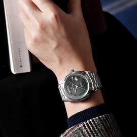 RollsTimi Pagani Design Men's Watch DD40 PD-1783 Luxury Men's Automatic Rose Gold NH36A Movement 10Bar Sapphire Crystal Date Display (Gray-A)