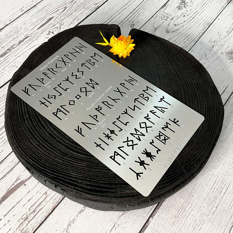 Aleks Melnyk No.409 Metal Stencil, Elder Futhark and Anglo-Saxon Runes