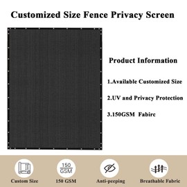 Cisvio 4'X163' Privacy Screen Fence 90% Blockage Custom Size Heavy Duty Protective Covering Mesh Fencing for Outdoor Patio Lawn Garden Balcony Black-B03