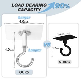 Muccibi Adhesive Ceiling Hooks, 5 Pack Ceiling Hooks Heavy Duty for Hanging Plants,Ceiling Hooks Adhesive, Holds Up to 30lbs, Stick On Hooks for Lights, Lanterns,Wind Chimes.