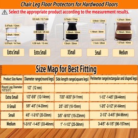 Simpracon Small Silicone Chair Leg Floor Protectors Fit 0.8”to1.3” Chair Leg Caps Bottom Furniture Table Feet Covers for Hardwood Floors Prevent Scratches No Noise Round or Square,24 PCS
