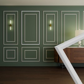 HEXIM Stucco Moulding Wall Frame Sets HDPS White - Choice of Sizes for Wall, Ceiling, Pictures & Mirrors - For Stylish Wall Panels with Clear Design Language (RM16-F 140 x 75 cm)