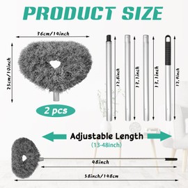 Ceiling Fan Cleaner Duster,Reusable Microfiber Ceiling Fan Blade Cleaner Duster with Extendable Long Handle Removable 13 to 48 in for Cleaning Bookshelves,Door,Window Top (Gray)