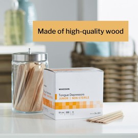 McKesson Tongue Depressor, Non-Sterile, Wooden, Junior, 5 1/2 in, 500 Count