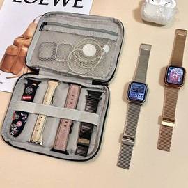 PINHEN Watch Band Organizer - Straps Holder Carrying Case Storage Bag Travel Pouch for Women Men Most Sizes of Watch Bands Accessories (Gray, Single Layer-S)