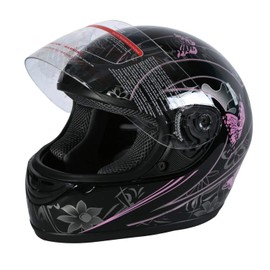 TCT-MOTORPARTS Motorcycle Motocross Flip Up Helmet Full Face DOT Helmet Pink Black Butterfly Full Face Street Sport for Women Men (Small)